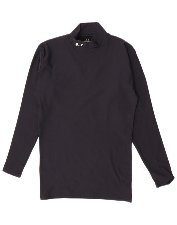 Top feminino Under Armour manga comprida UK 14 grande azul marinho nylon