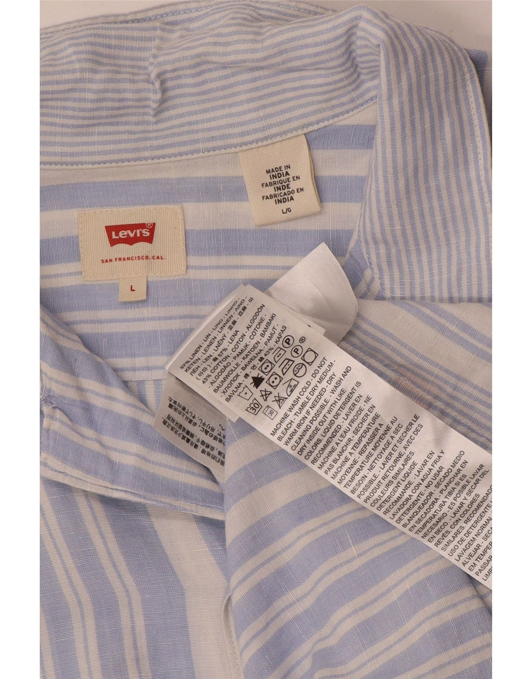 Camisa masculina de manga curta Levi's grande linho listrado azul