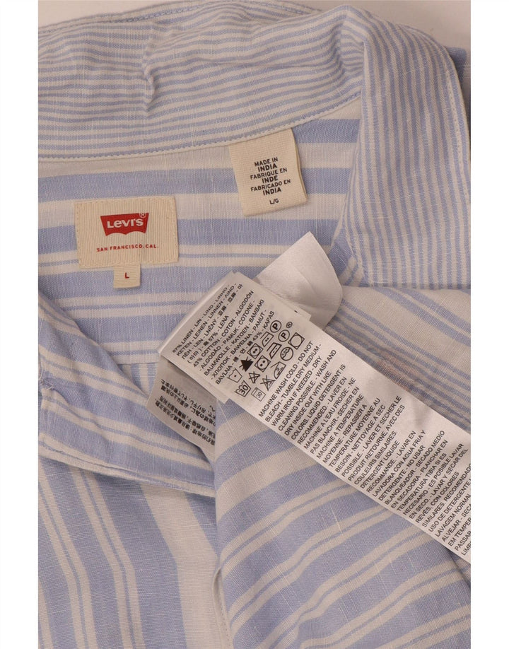 Camisa masculina de manga curta Levi's grande linho listrado azul