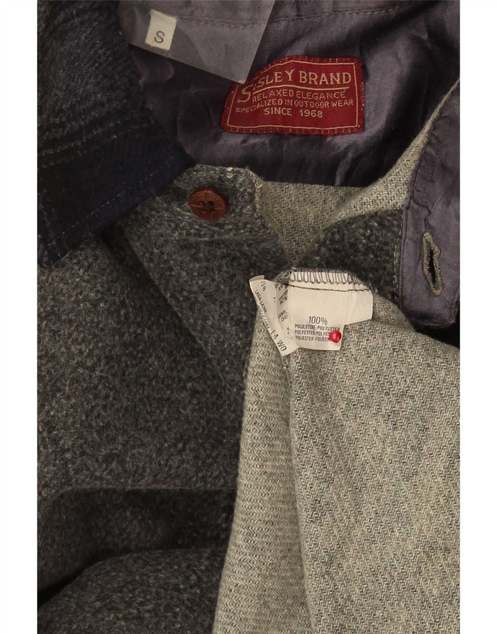 Sisley Mens Overshirt Loose Fit Camisa Pequena Cinza Colourblock Poliéster