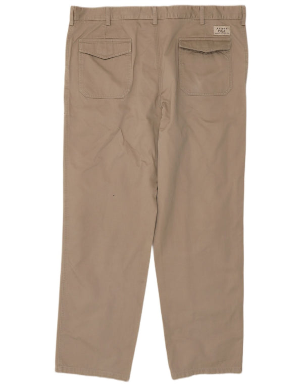 Calça masculina reta casual Avirex W42 L34 algodão bege