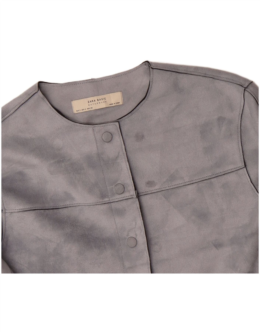 ZARA Womens Crop Bomber Jacket UK 10 Pequeno Poliéster Cinza