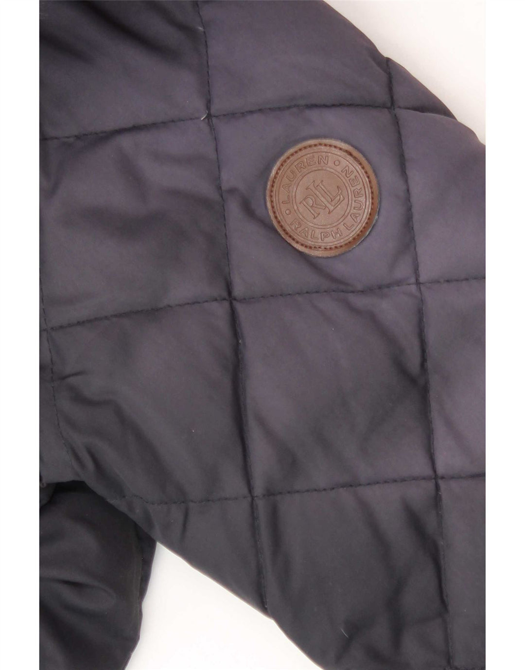 Jaqueta acolchoada com capuz feminino Ralph Lauren UK 6 XS azul marinho poliéster