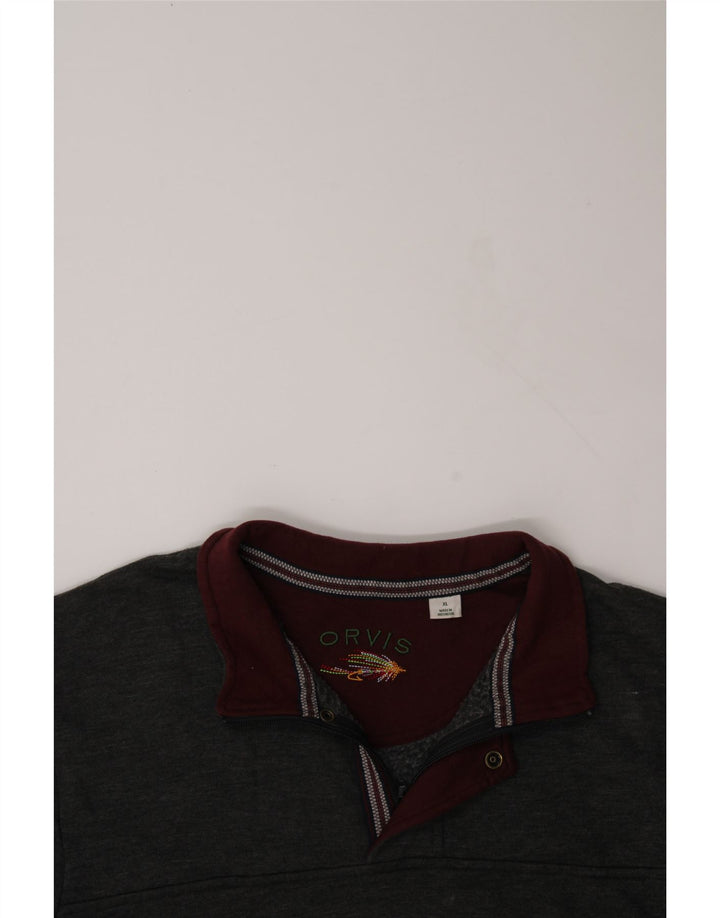 Moletom masculino ORVIS com zíper e gola XL algodão cinza