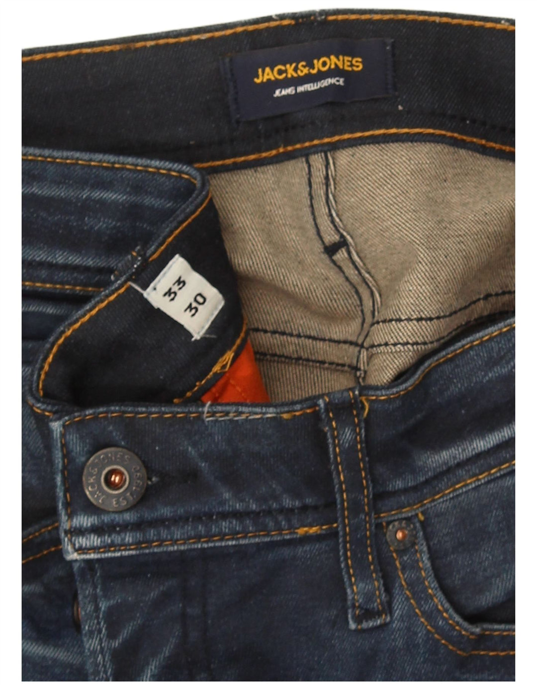 Jack & Jones Masculino Tim Slim Straight Jeans W33 L30 Azul Marinho