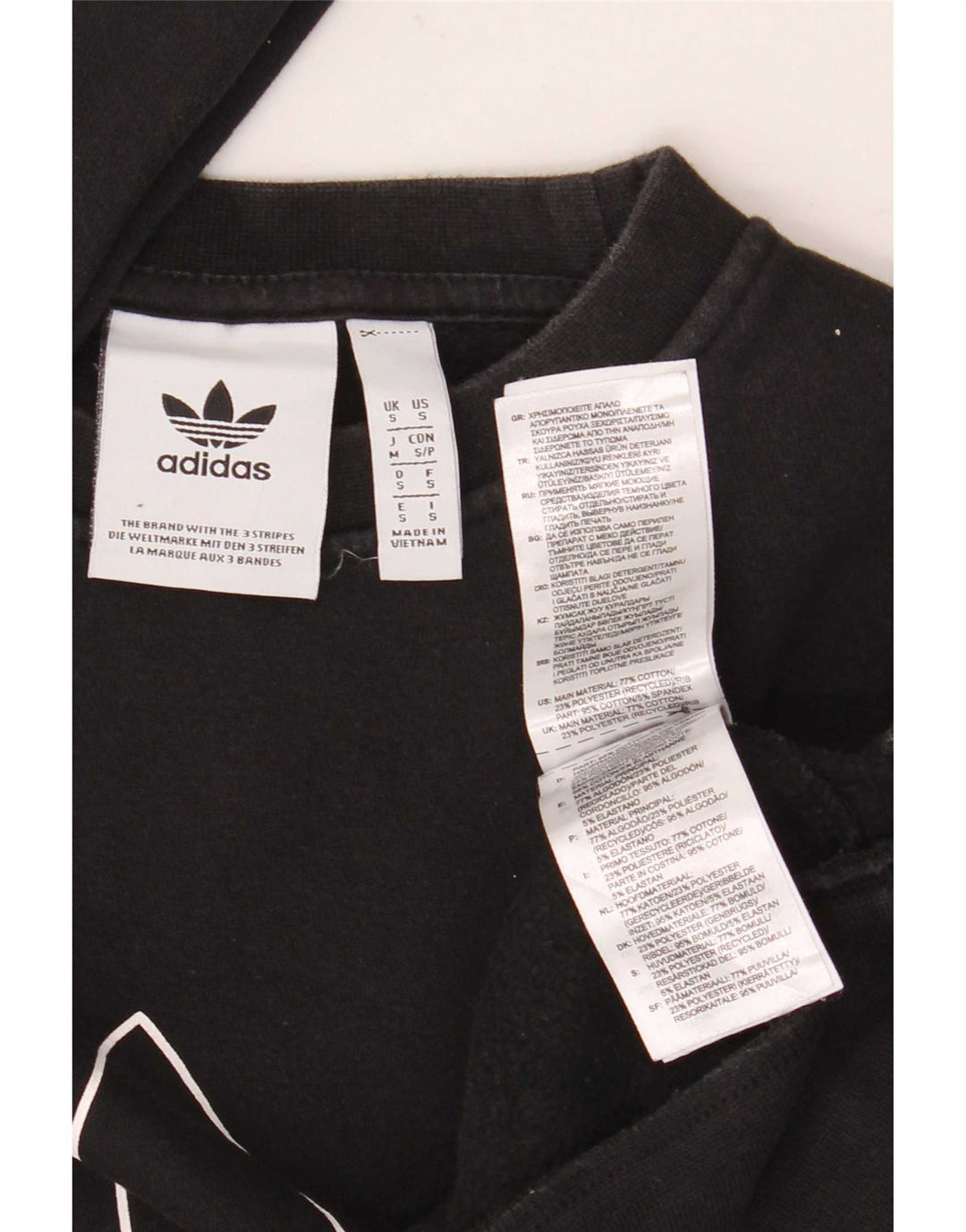 Adidas Mens Graphic Moletom Jumper Pequeno Algodão Preto