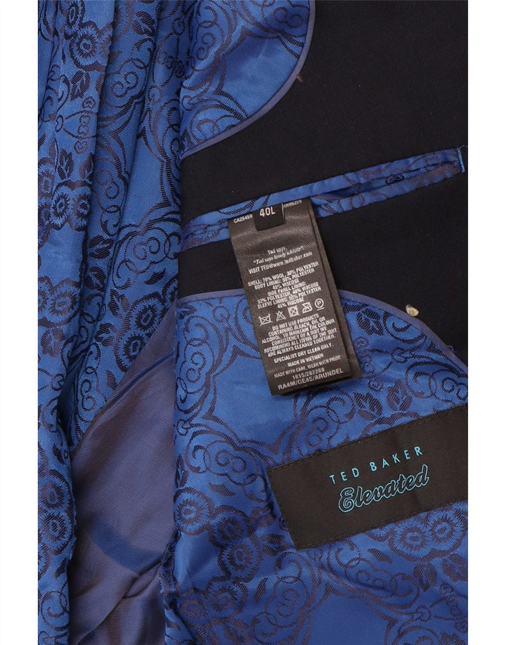 Jaqueta blazer masculina Ted Baker com 2 botões EUA 40 grande lã azul marinho