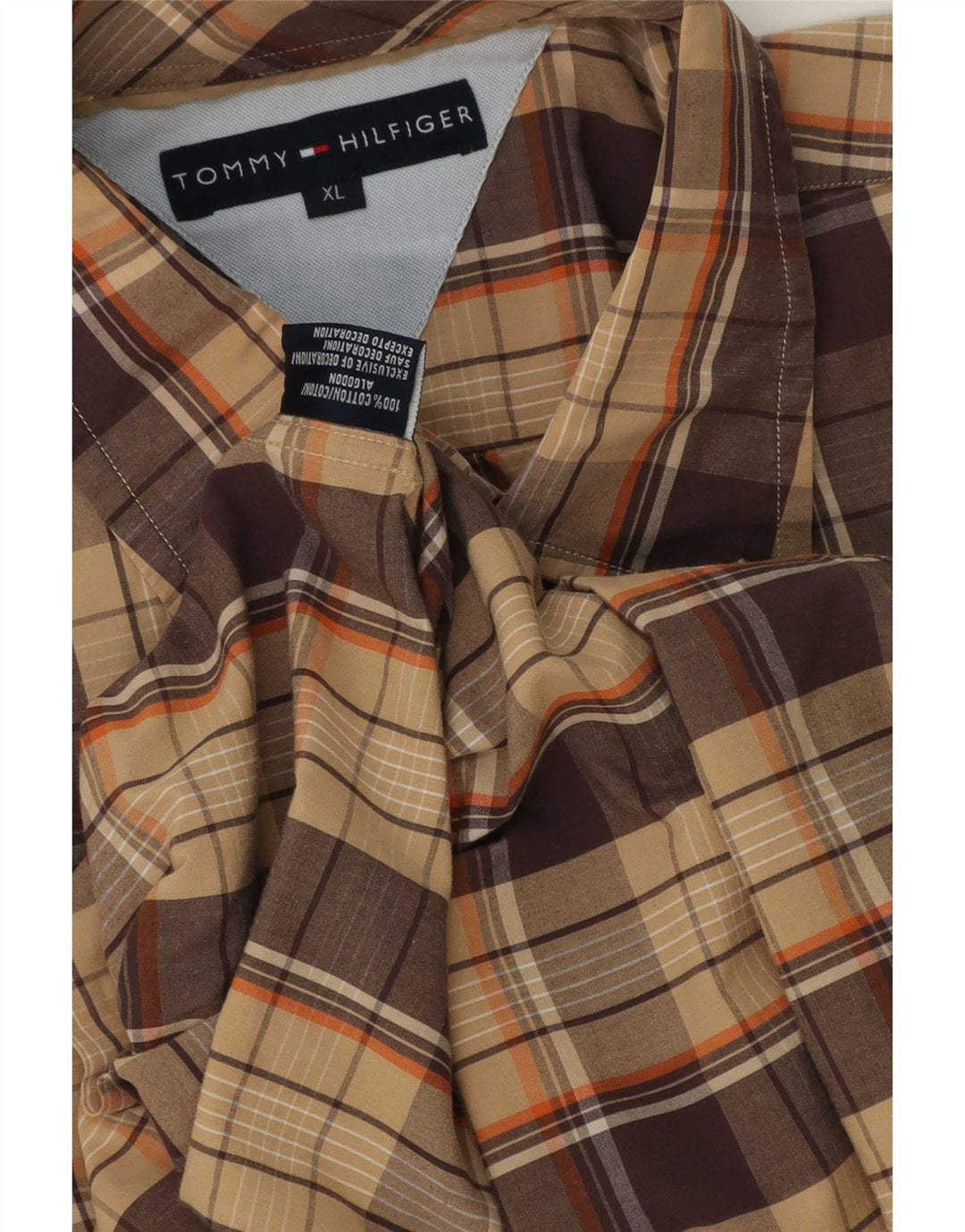 Camisa masculina Tommy Hilfiger XL algodão xadrez bege