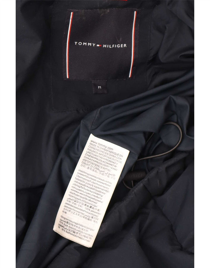 Jaqueta masculina acolchoada com capuz Tommy Hilfiger Reino Unido 38 poliéster azul marinho médio