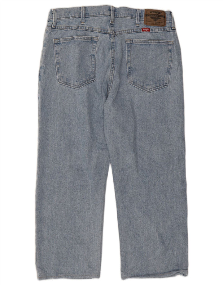 Wrangler Calça jeans masculina cortada W34 L23 algodão azul