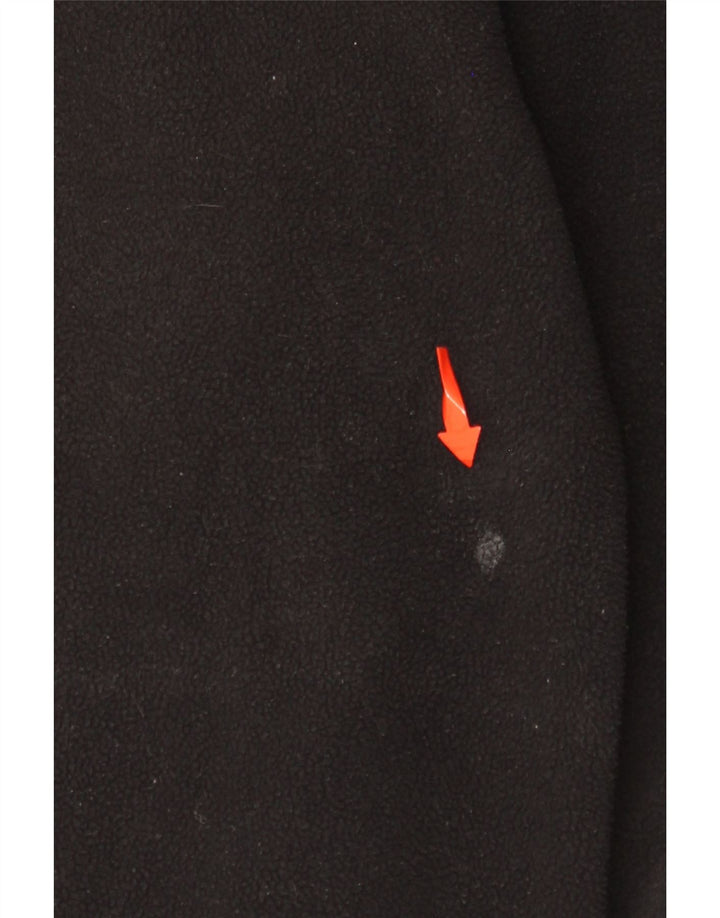 ADIDAS Mens Hooded Zip Neck Fleece Jumper Pequeno Preto Colourblock