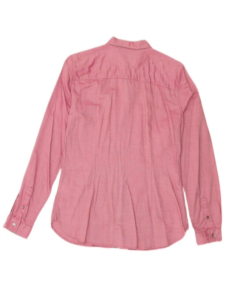 Camisa justa feminina TOMMY HILFIGER EUA 8 algodão rosa médio