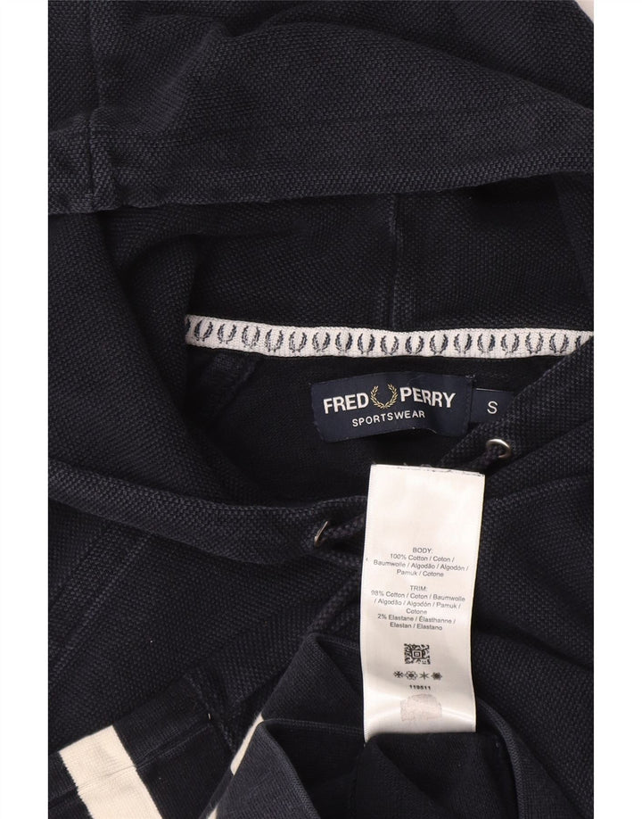 Fred Perry moletom com capuz masculino pequeno algodão azul marinho