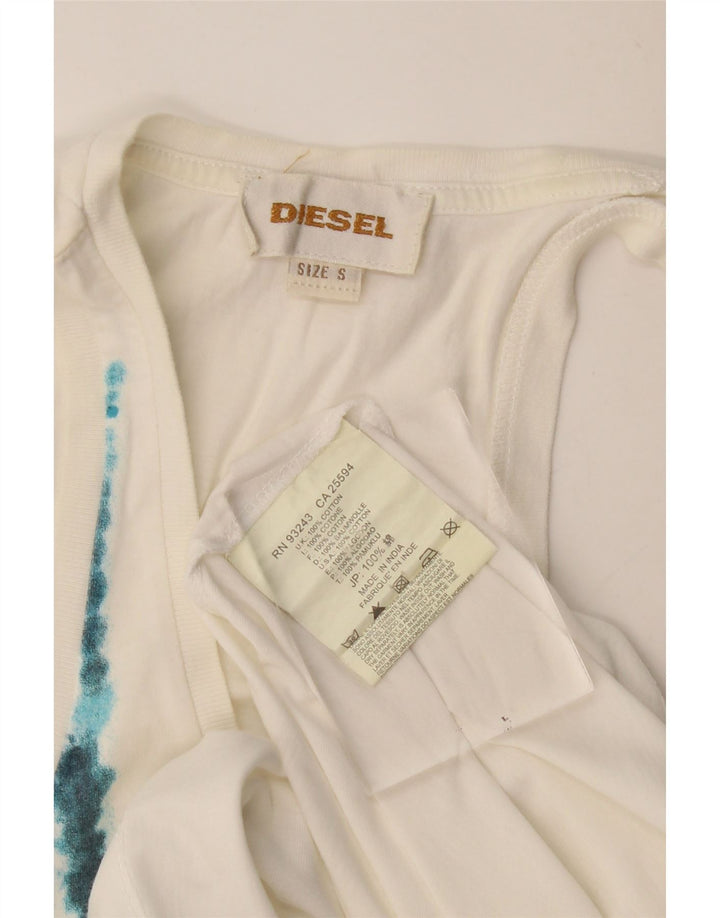 Colete feminino Diesel Top UK 10 pequeno algodão branco
