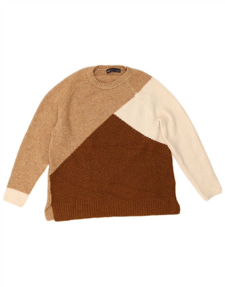Suéter feminino Marks & Spencer com gola redonda Reino Unido 12 marrom médio