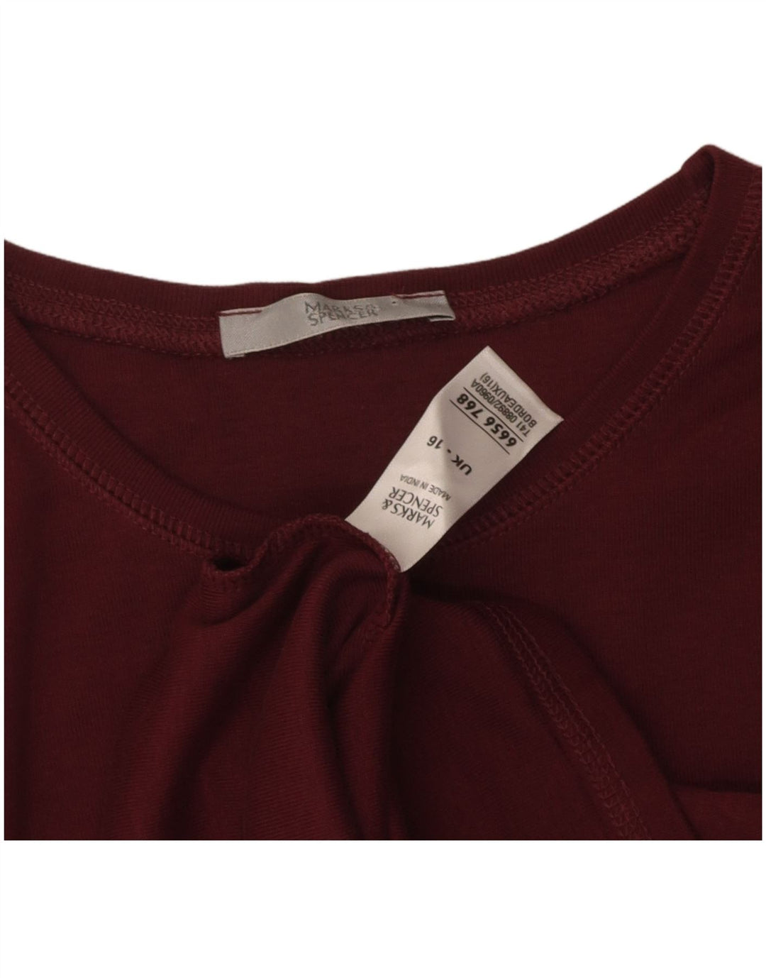 Camiseta feminina MARKS & SPENCER UK 16 grande algodão Borgonha