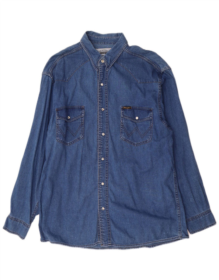 Camisa Wrangler masculina Western Denim XL azul algodão