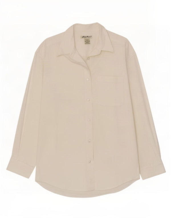 Camisa feminina Eddie Bauer de ajuste solto Reino Unido 14 médio off white algodão