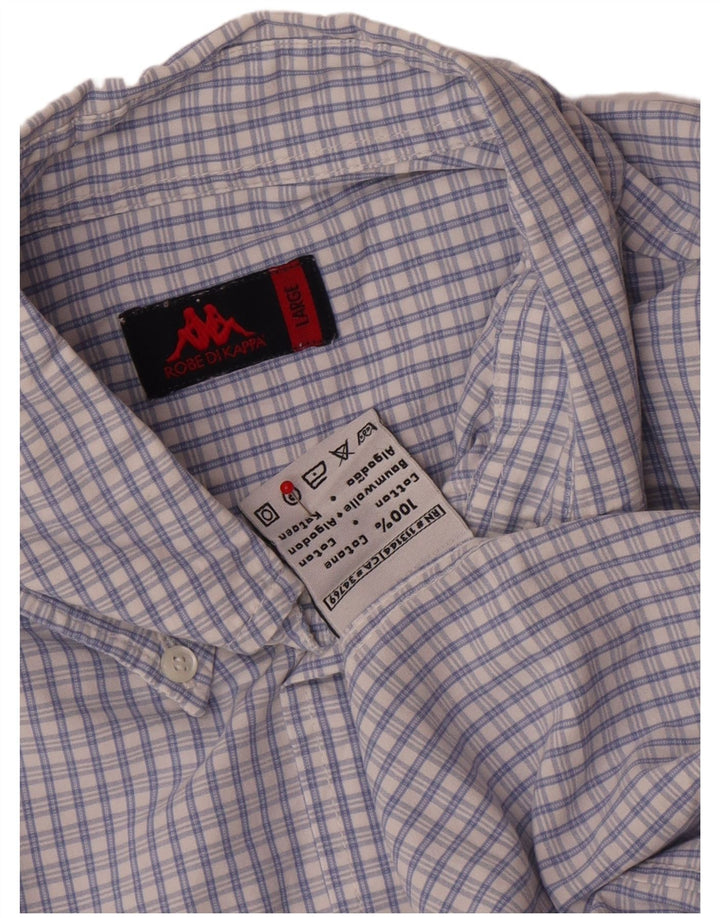 Camisa masculina KAPPA grande algodão guingão azul