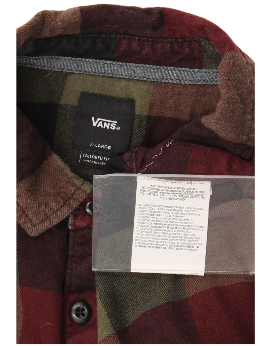 Vans Mens Tailored Fit Flannel Shirt XL Multicolor Check Cotton