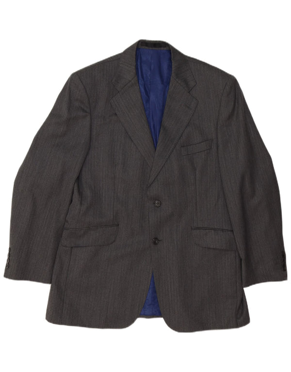 Jaqueta blazer masculina de 2 botões Marks & Spencer Reino Unido 42 lã listrada cinza grande