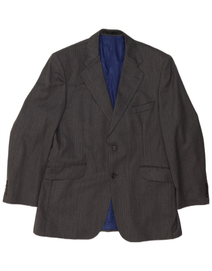 Jaqueta blazer masculina de 2 botões Marks & Spencer Reino Unido 42 lã listrada cinza grande