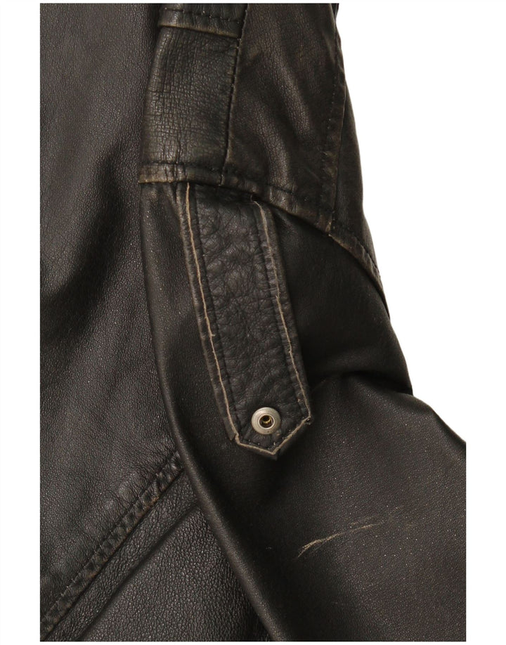 Jaqueta masculina de couro S.Oliver para motociclista Reino Unido 40 grande couro preto