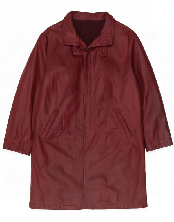 Casaco de couro feminino Vinci IT 52 2XL Borgonha
