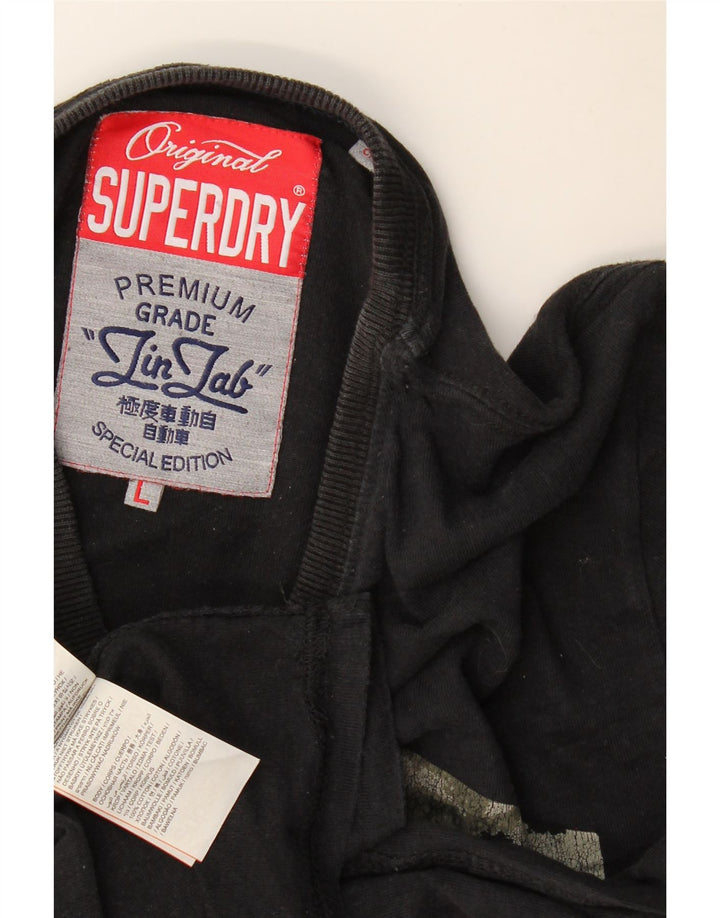 Superdry Mens Graphic T-Shirt Top Grande Algodão Preto
