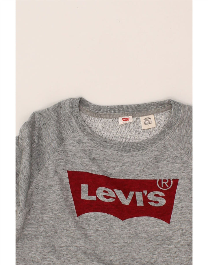 LEVI'S Womens Graphic Sweatshirt Jumper UK 14 Medium Grey Cotton Vintage Levi's and Second-Hand Levi's from Messina Hembry 