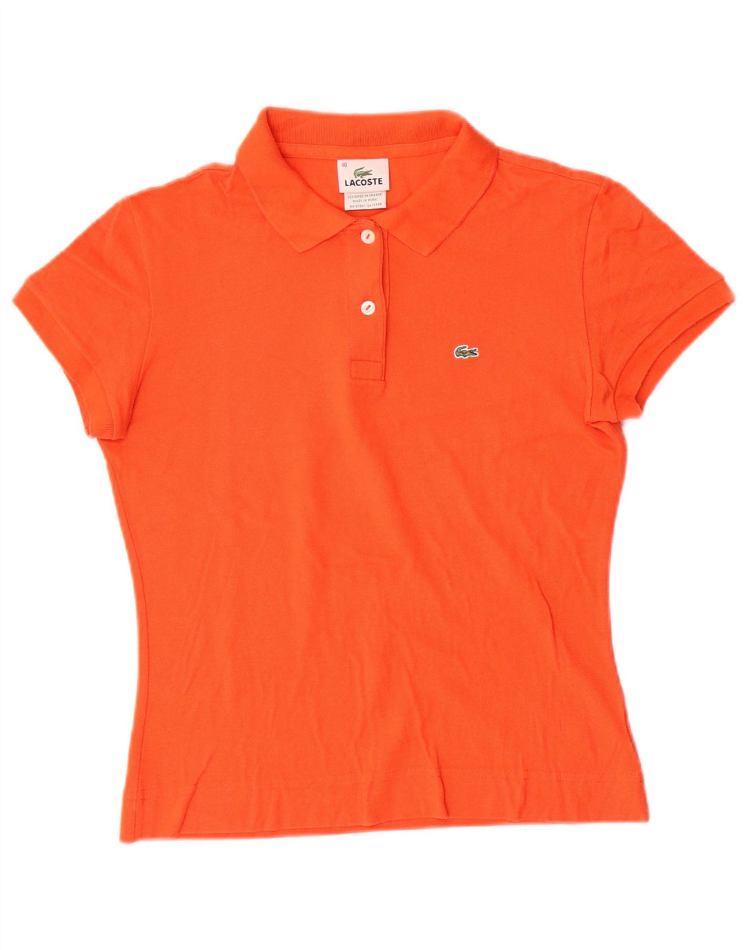 Camisa polo feminina Lacoste tamanho 40 algodão laranja médio