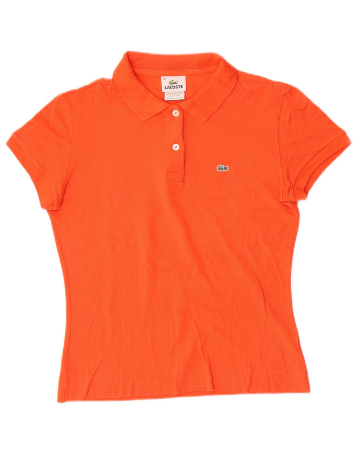 Camisa polo feminina Lacoste tamanho 40 algodão laranja médio