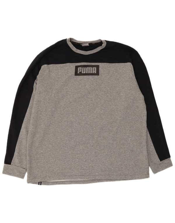 Puma Mens Graphic Moletom Jumper XL Cinza Colorblock Algodão