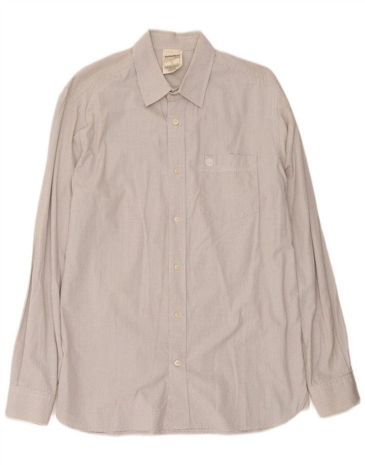 Camisa masculina Timberland Regular Fit cinza médio xadrez