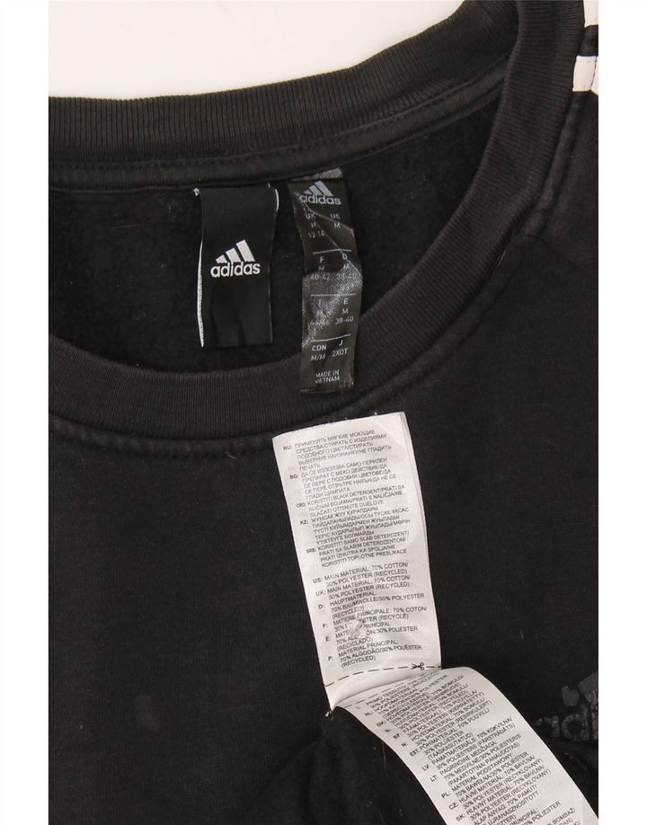 Adidas Womens Sweatshirt Jumper UK 12/14 Médio Algodão Preto