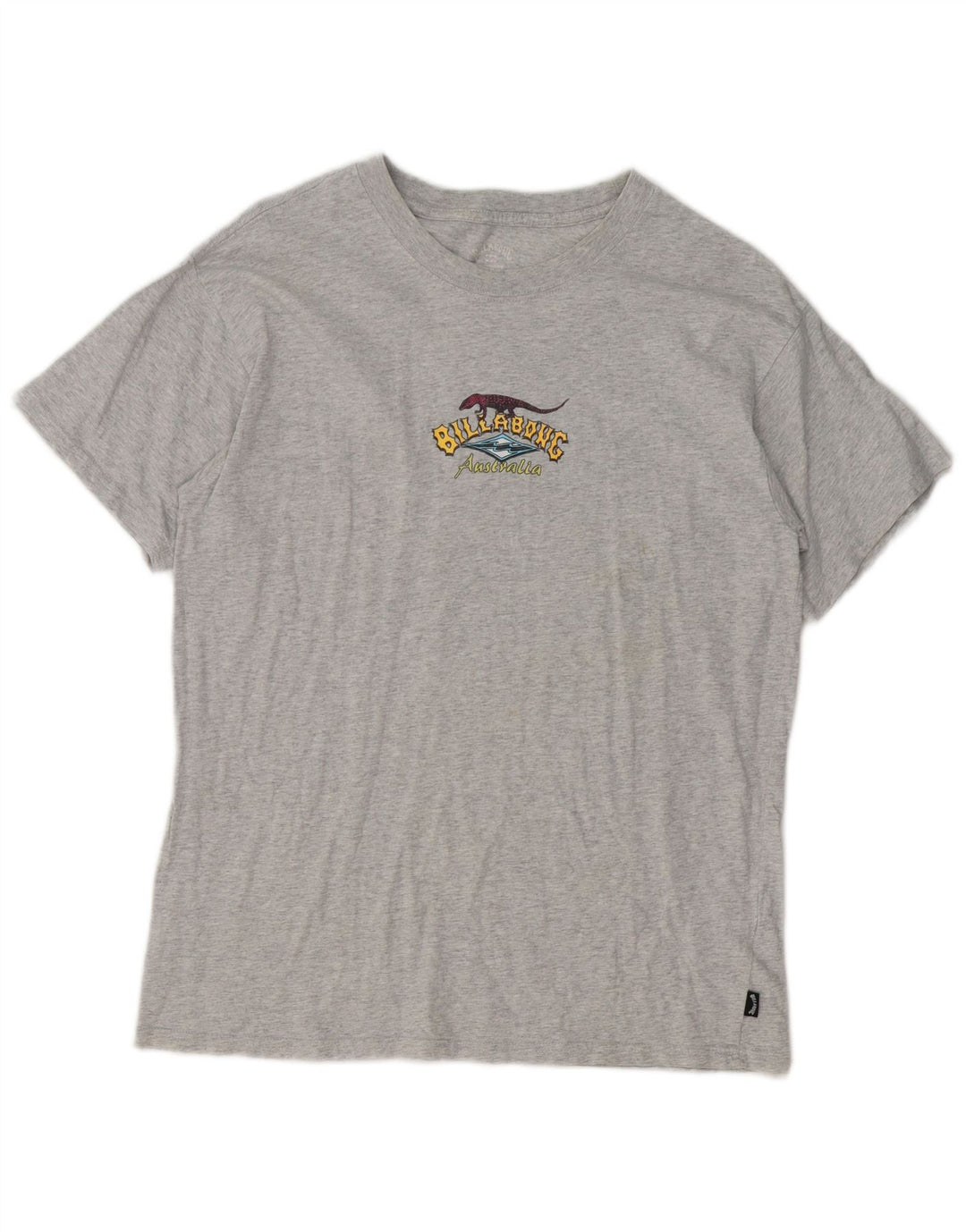 Camiseta masculina gráfica Billabong algodão manchado cinza médio