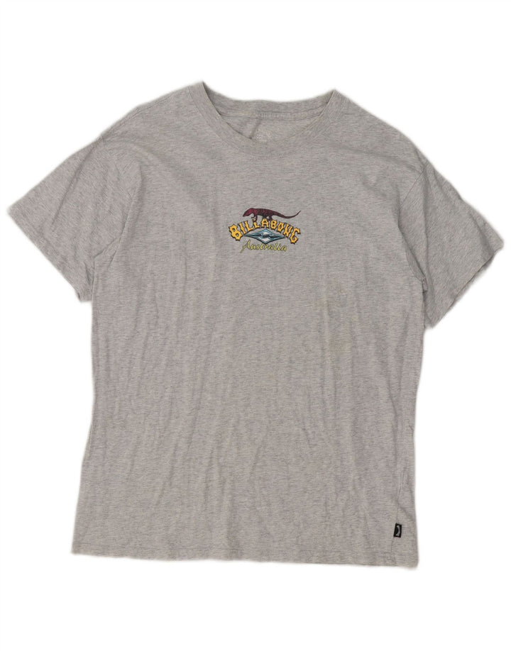 Camiseta masculina gráfica Billabong algodão manchado cinza médio