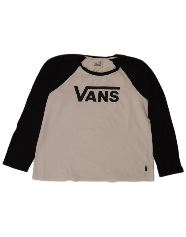 Top gráfico feminino Vans manga comprida UK 18 XL branco colorblock