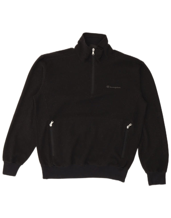 Jumper de lã feminino Champion com zíper e gola UK 14 poliéster preto médio