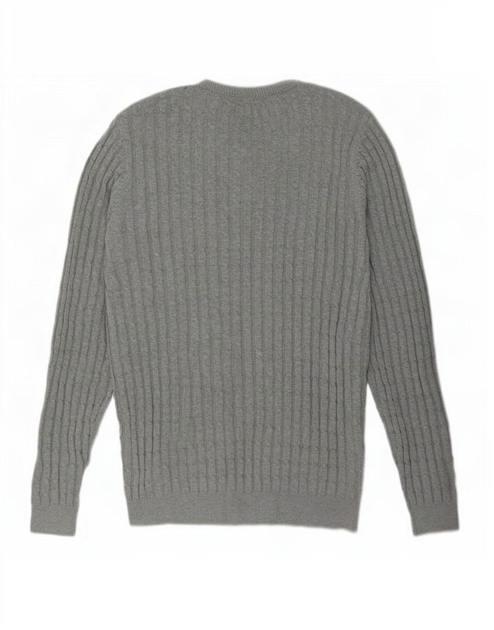 Jack Wills Suéter masculino com gola redonda, grande algodão cinza