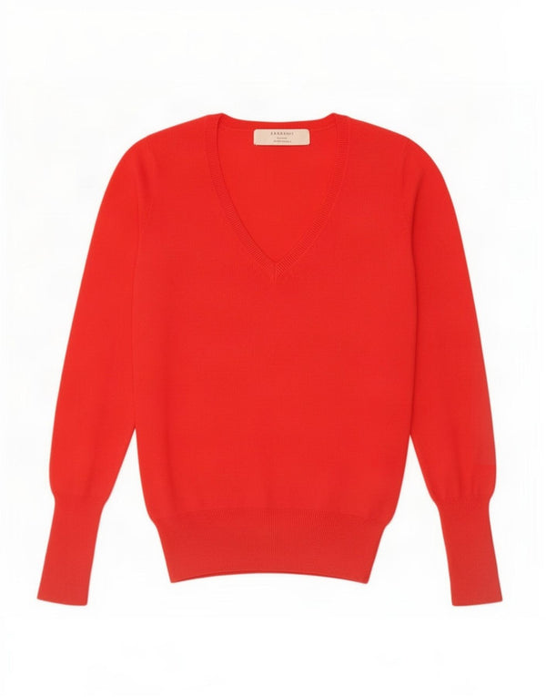 Suéter feminino Zara com decote em V UK 12 vermelho médio