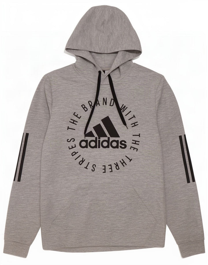 Adidas Mens Graphic Hoodie Jumper Pequeno Poliéster Cinza