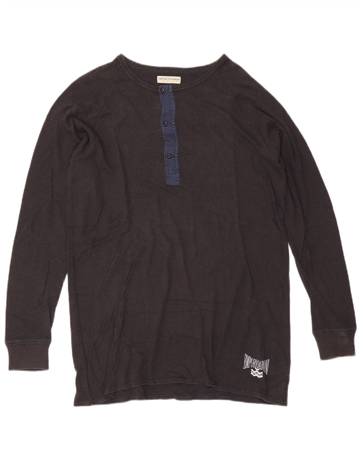 Top gráfico masculino Armani Exchange manga comprida grande algodão cinza