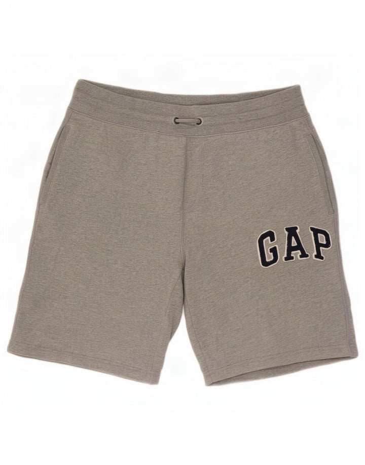 Shorts esportivos gráficos masculinos Gap algodão cinza médio