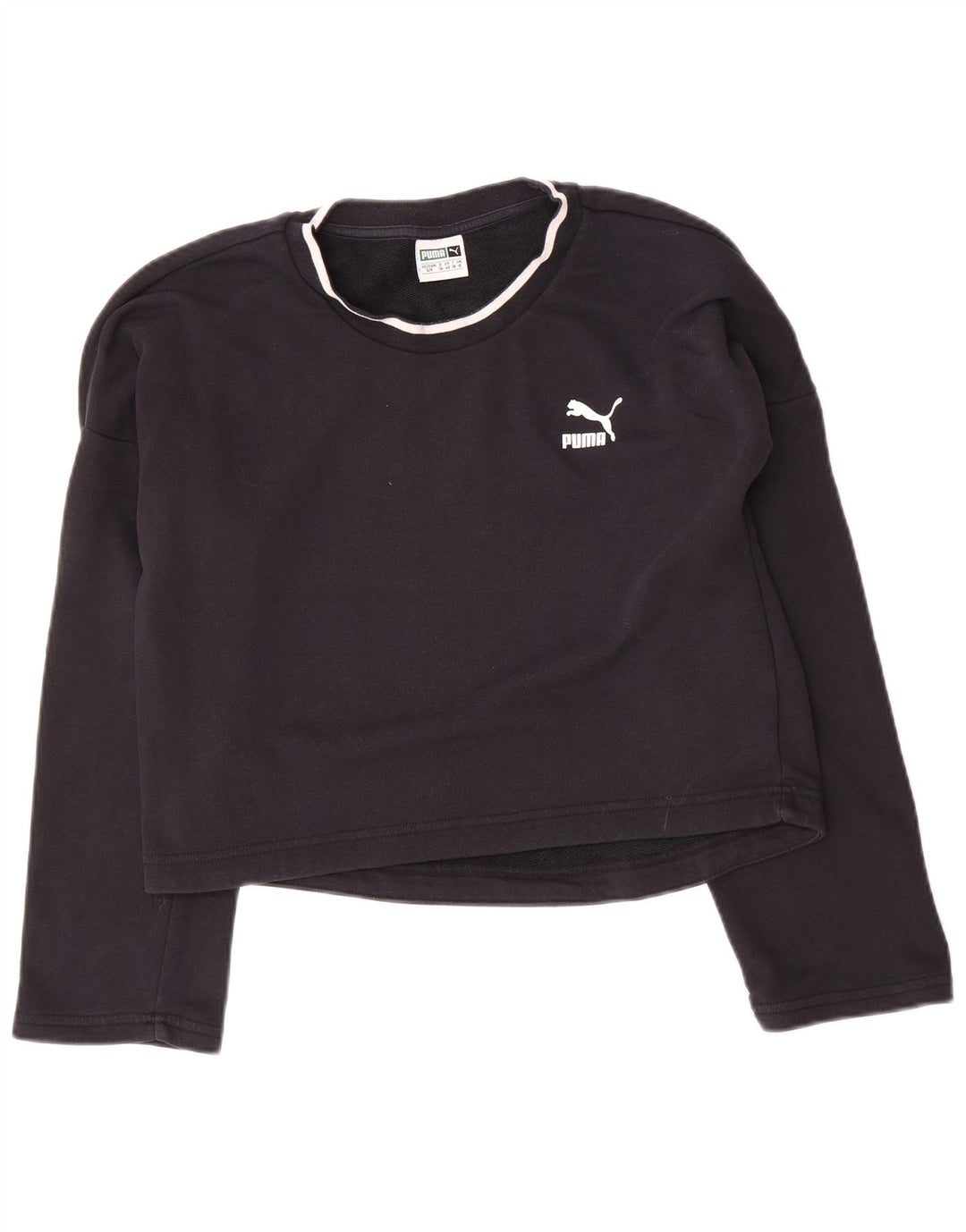 Puma moletom feminino oversized crop gráfico jumper UK 10 pequeno preto
