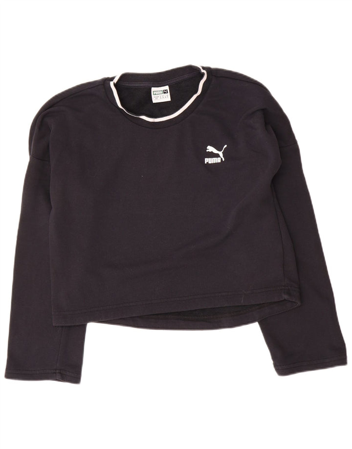 Puma moletom feminino oversized crop gráfico jumper UK 10 pequeno preto