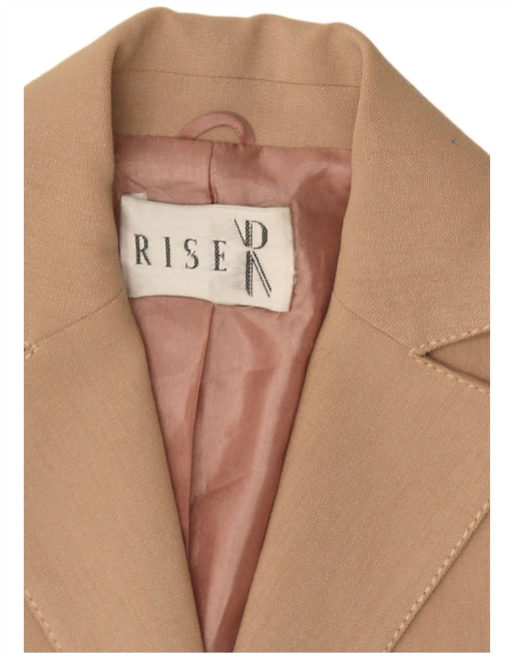 Jaqueta blazer feminina vintage com 2 botões Reino Unido 8 pequena bege