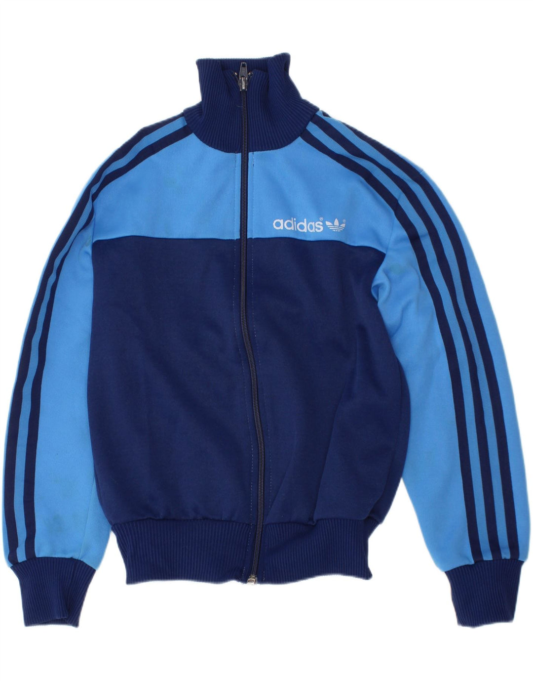 ADIDAS Meninos Tracksuit Top Jacket 9-10 Anos Azul Marinho Colorblock