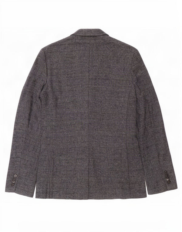 Jaqueta blazer masculina de 2 botões Marks & Spencer Reino Unido 36 pequena xadrez azul marinho
