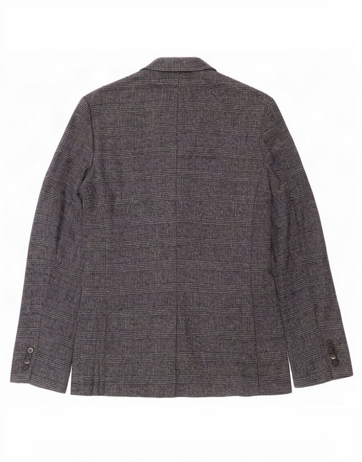 Jaqueta blazer masculina de 2 botões Marks & Spencer Reino Unido 36 pequena xadrez azul marinho